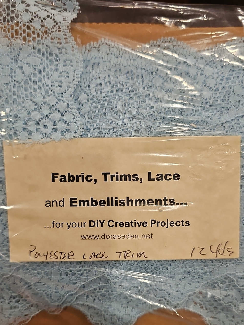 Light Blue Polyester Lace Trim for Home Accents